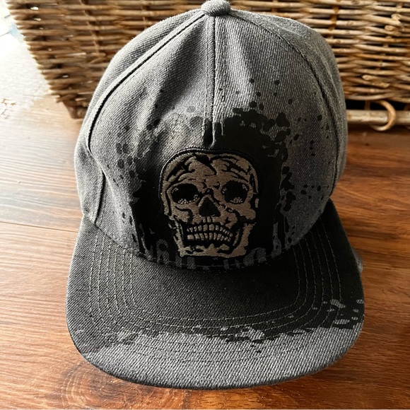 Skull men gray hat with flat brim - Picture 1 of 4